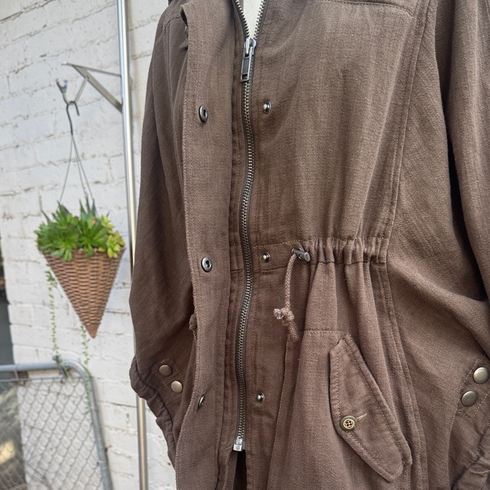 Free People Utility Jacket Faded Olive Brown Size S - Picture 7 of 14